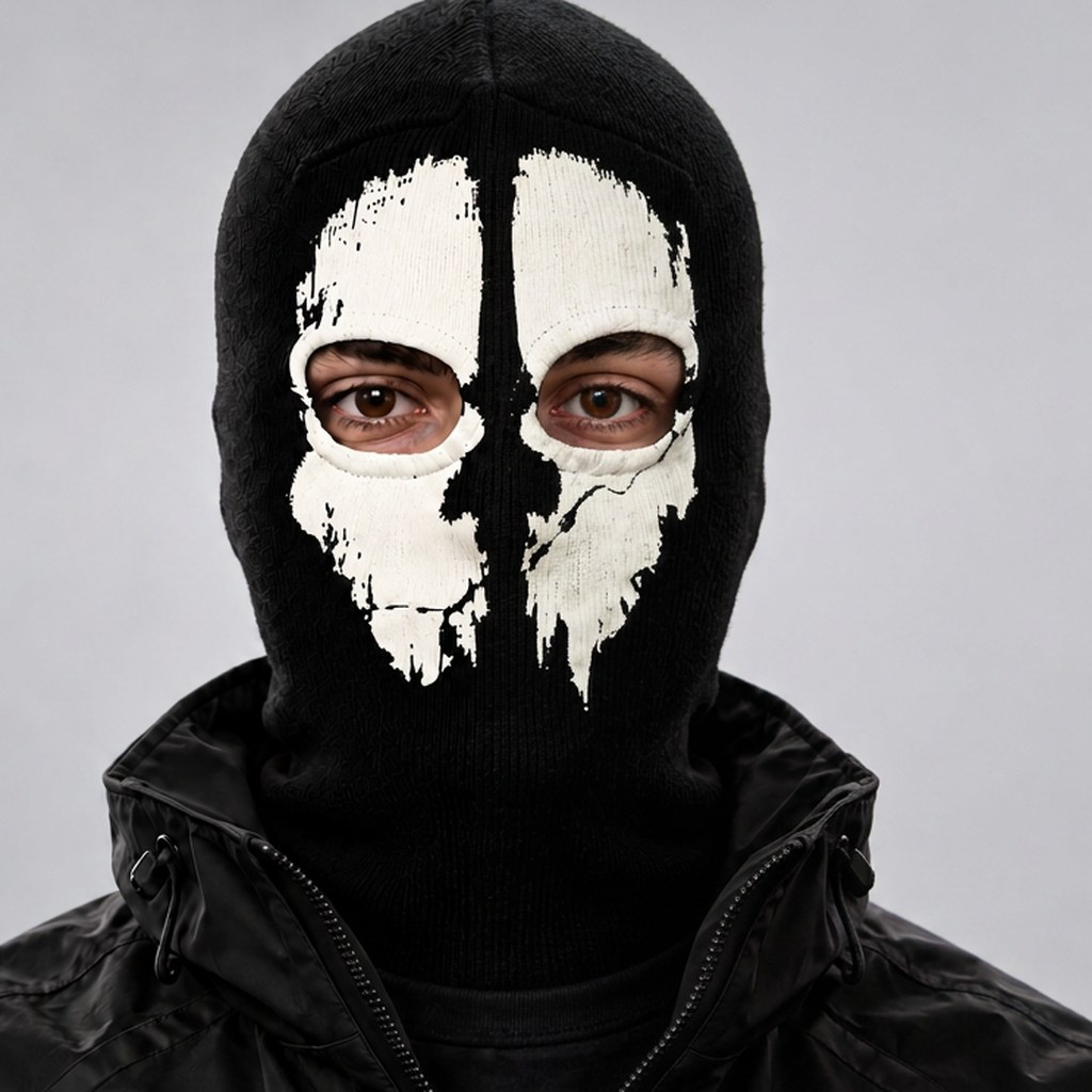Black Ops V1 balaclava — by day and glowing after dark