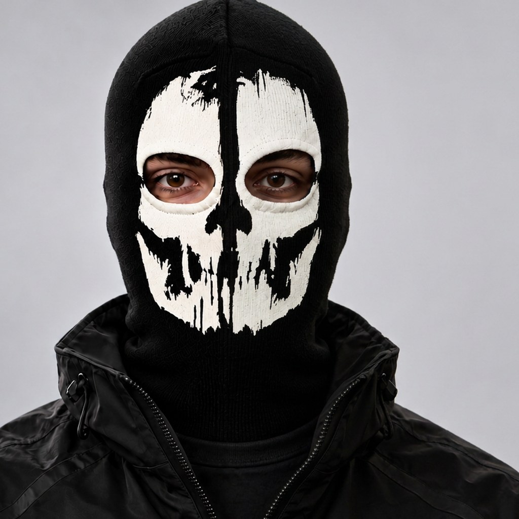Black Ops V2 balaclava — by day and glowing after dark